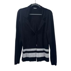 Neiman Marcus Black & White Striped Hem Cardigan – Size M/L